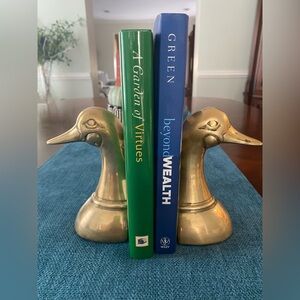 Elegant Gold Duck Bookends. Vintage. Mid century.